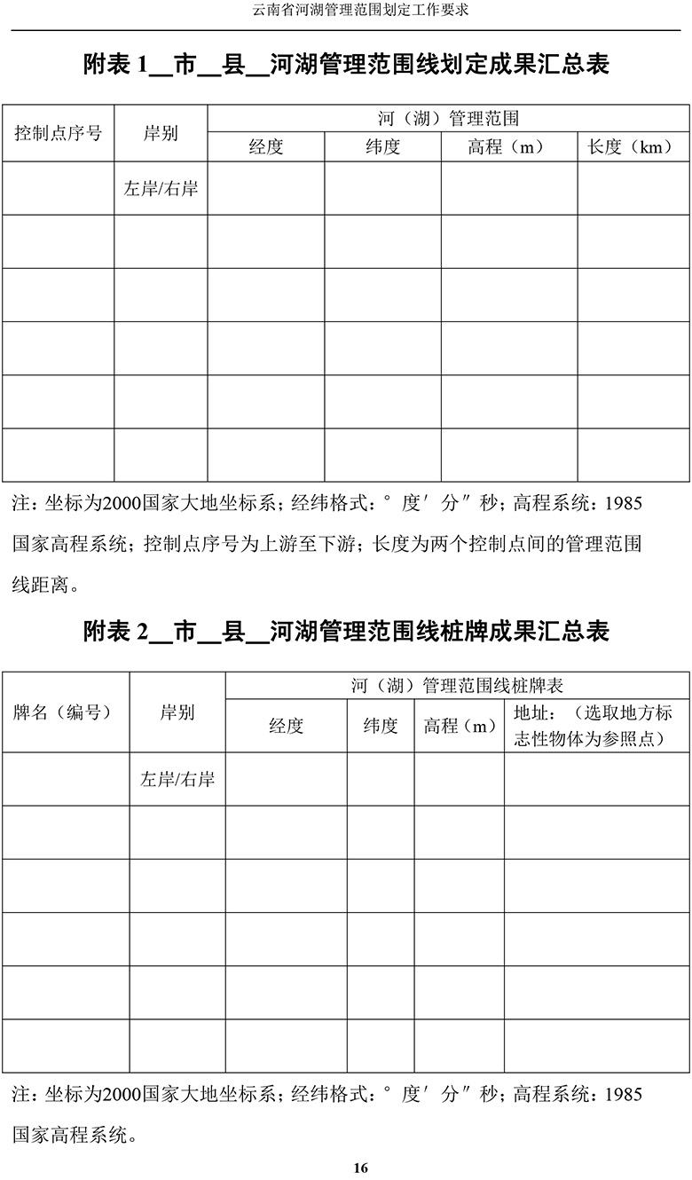 云南省河湖管理范围划定工作要求